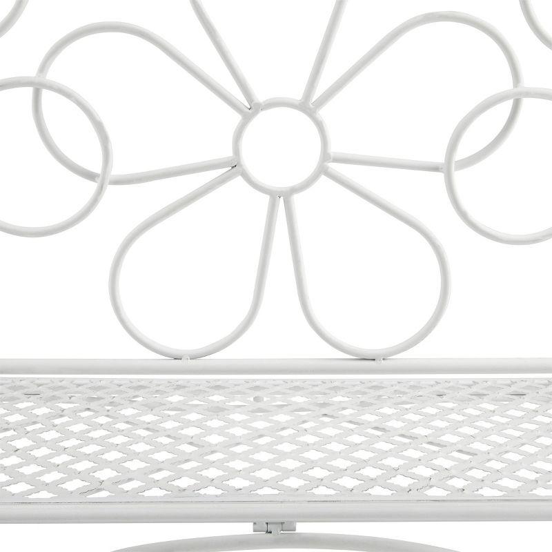 36" x 45" Daisy Metal Garden Bench White - Alpine Corporation