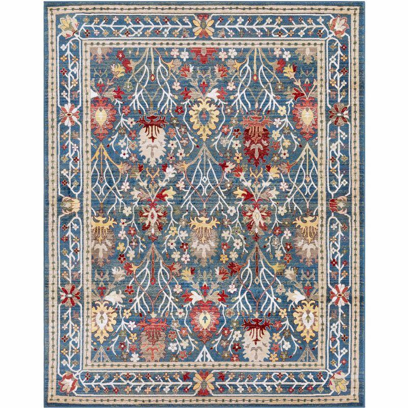 Hauteloom Neola Navy Blue Damask Area Rug