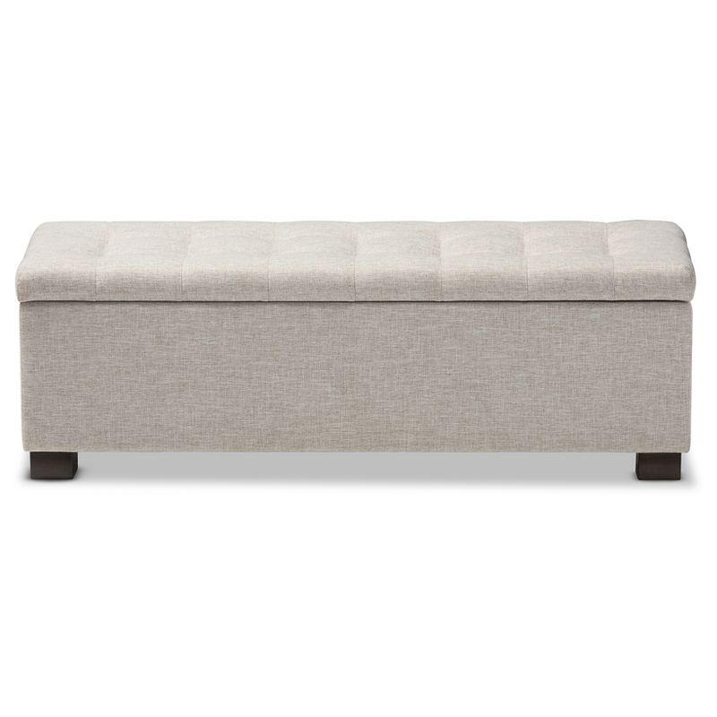 Roanoke Modern And Contemporary Fabric Upholstered Grid - Tufting Storage Ottoman Bench - Baxton Studio