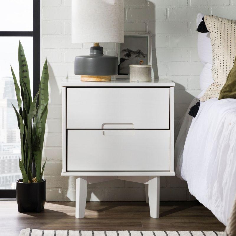 Preston 26"H Modern 2-Drawer Nightstand with USB Ports and Flared Legs