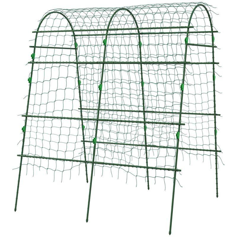 Outsunny 81" Tall Metal Garden Trellis, Arch Trellis for Climbing Plants, Green