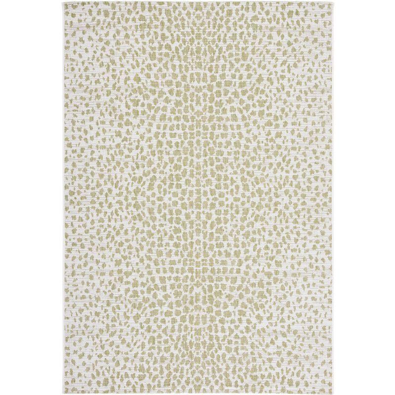 Ivory and Sage Green Rectangular Synthetic Indoor/Outdoor Rug