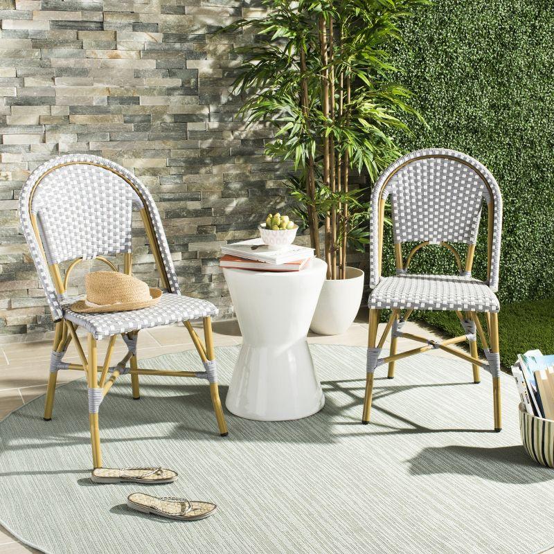 Salcha Side Chair (Set Of 2) - Indoor/Outdoor - FOX5210 - Gray/White - Safavieh