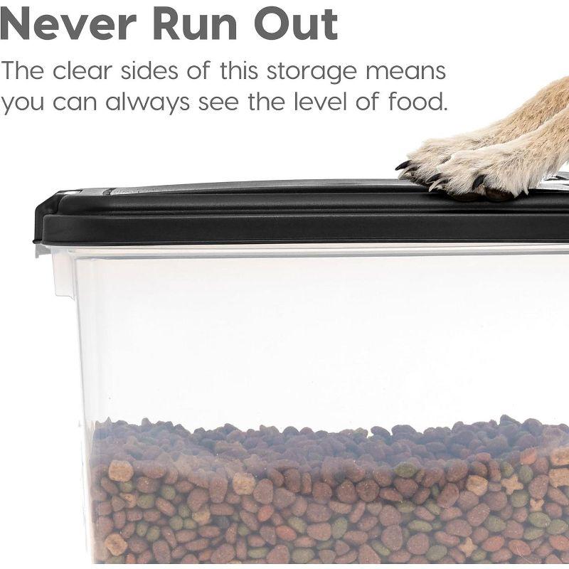 IRIS USA 54 Lbs / 69 Qt WeatherPro Airtight Pet Food Storage Container with Attachable Casters, For Dog Cat Bird and Other Pet Food Storage Bin, Black