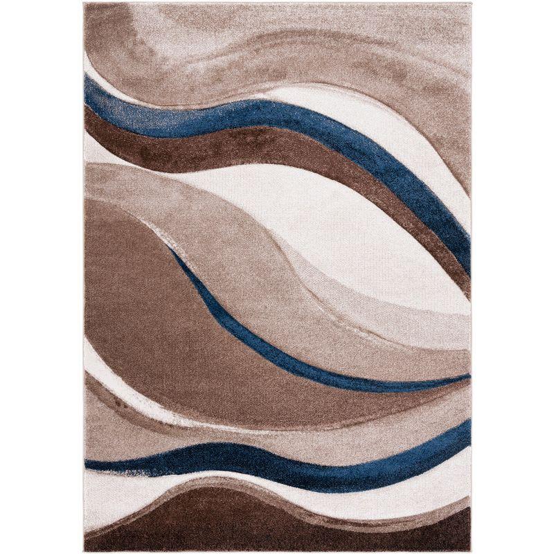 Hollywood HLW766 Machine Made Area Rug - 6'7"x9' - Beige/Blue - Safavieh