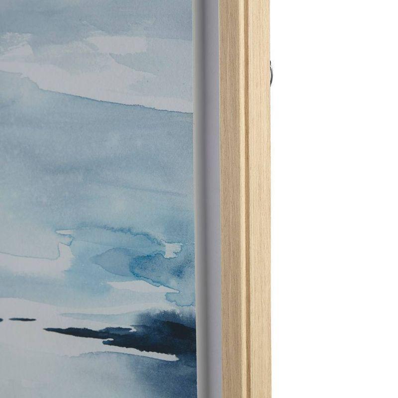 Sparkling Sea Framed Glass and Single Matted Abstract Landscape Coastal Wall Art Blue - Madison Park: Nautical Decor, Polystyrene Frame