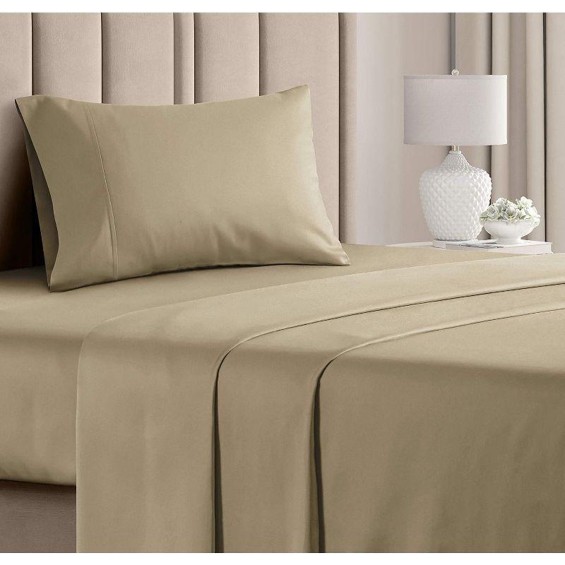 Beige Twin XL Deep Pocket Cotton Sheet Set