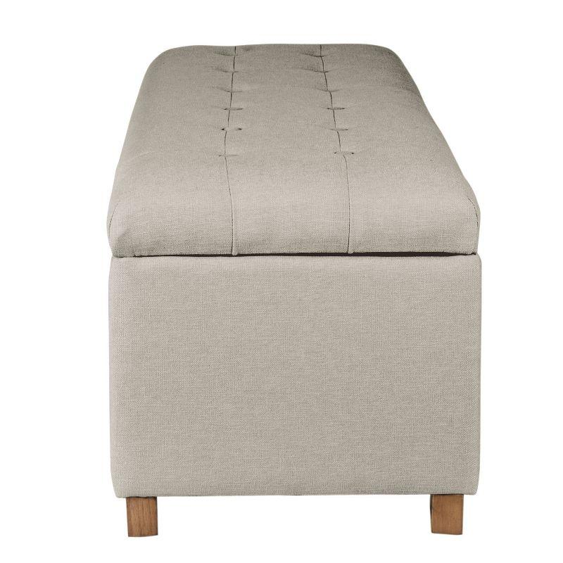 Classic Large Tufted Storage Bench Light Gray - HomePop: Upholstered Ottoman, Bedroom & Entryway Seating
