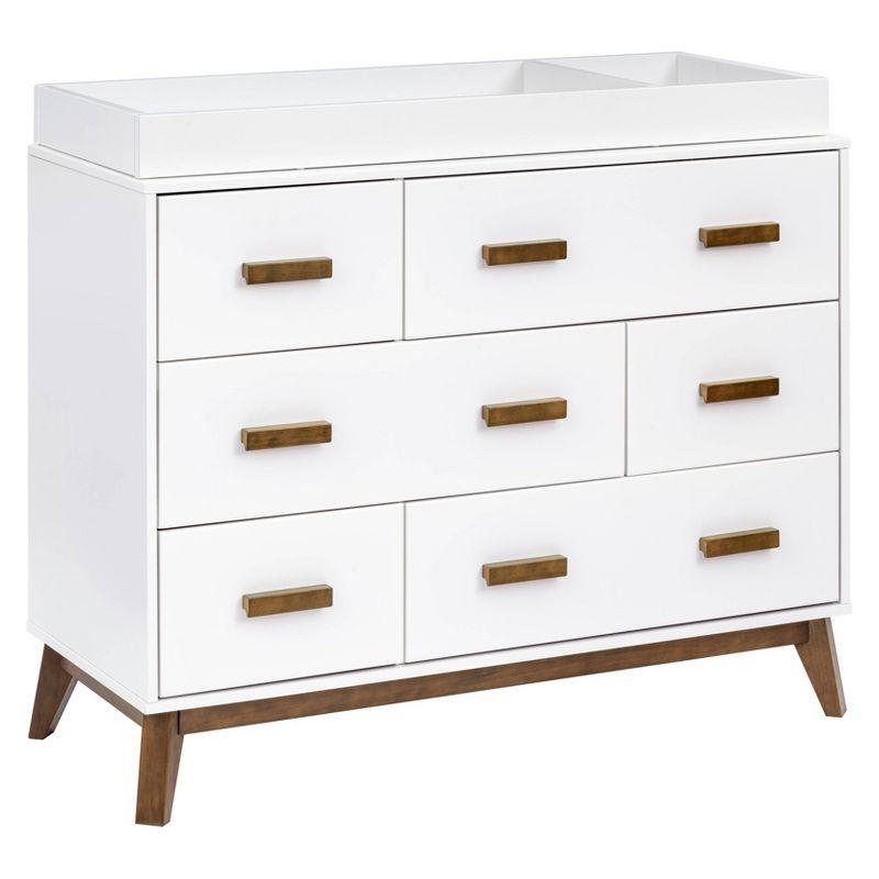 Babyletto Scoot 6 Drawer Dresser - White/Natural Walnut