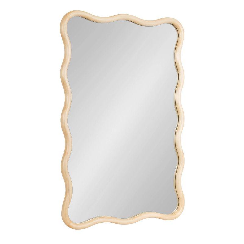 Natural Wood Scalloped Rectangular Vanity Wall Mirror 24x36