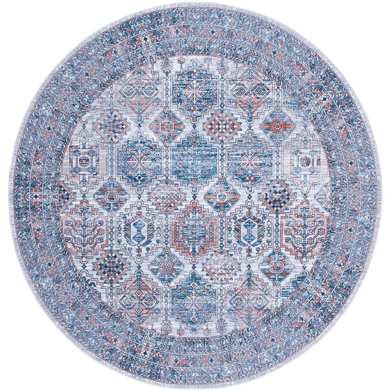 Serapi SEP520 Power Loomed Machine Washable Skid-Resistant Indoor Area Rug - Ivory/Rust - 6'7" Round - Safavieh