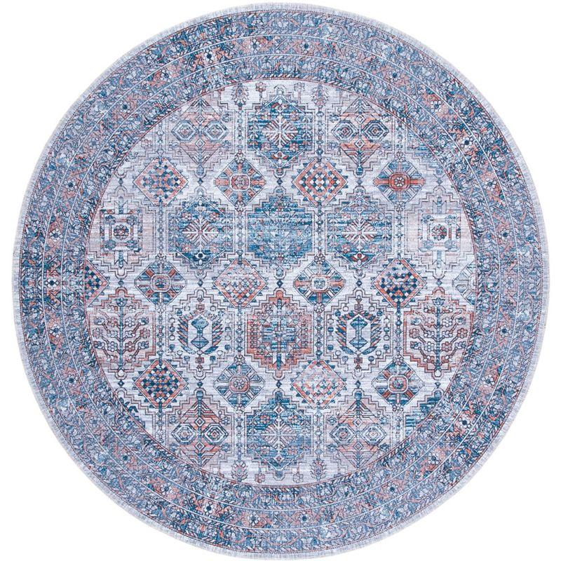 Ivory Round Hand-knotted Viscose Area Rug, 6'7"