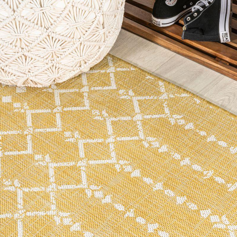 Ourika Moroccan Geometric Textured Weave Indoor/Outdoor Area Rug - JONATHAN Y