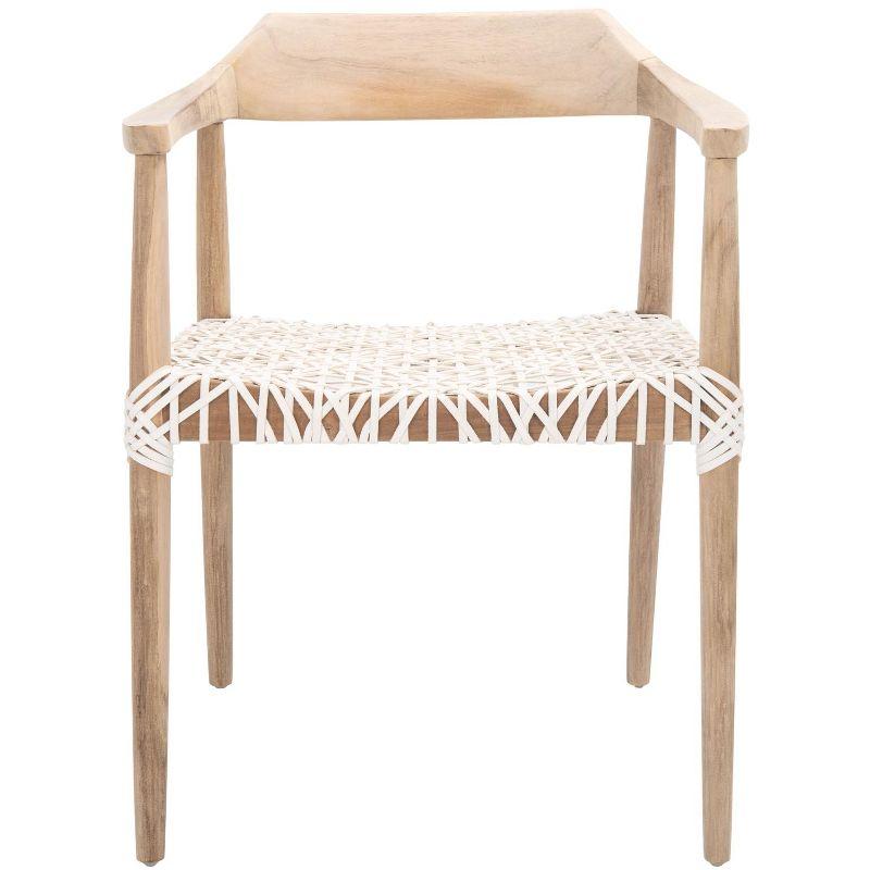 Munro Leather Woven Accent Chair - ACH1005 - Natural/White - Safavieh