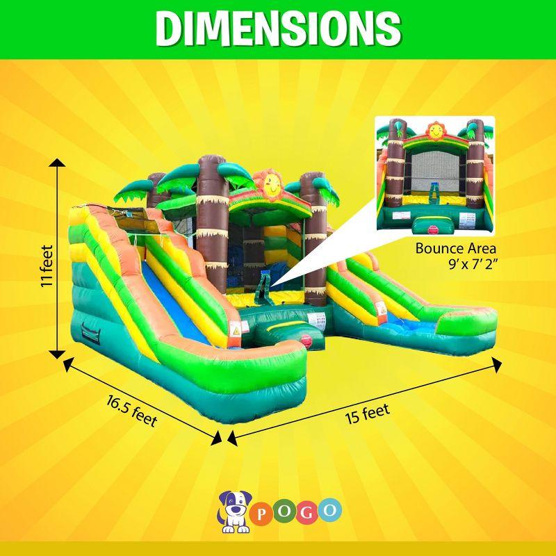 Tropical Inflatable Bounce House with Dual Water Slides