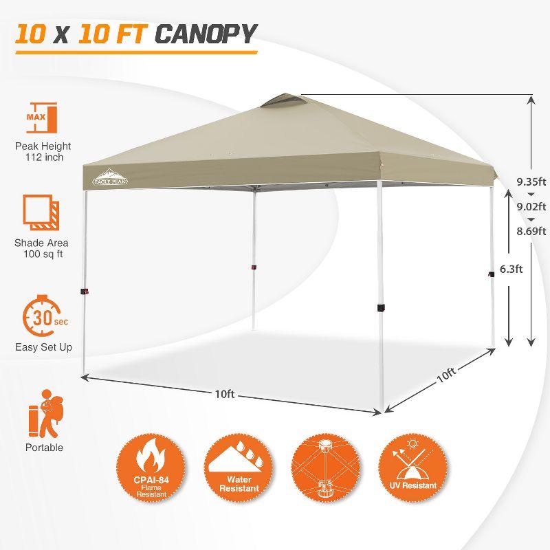EAGLE PEAK Pop Up Canopies 10 Ft. W x 10 FT. D Metal Party Tent Canopy