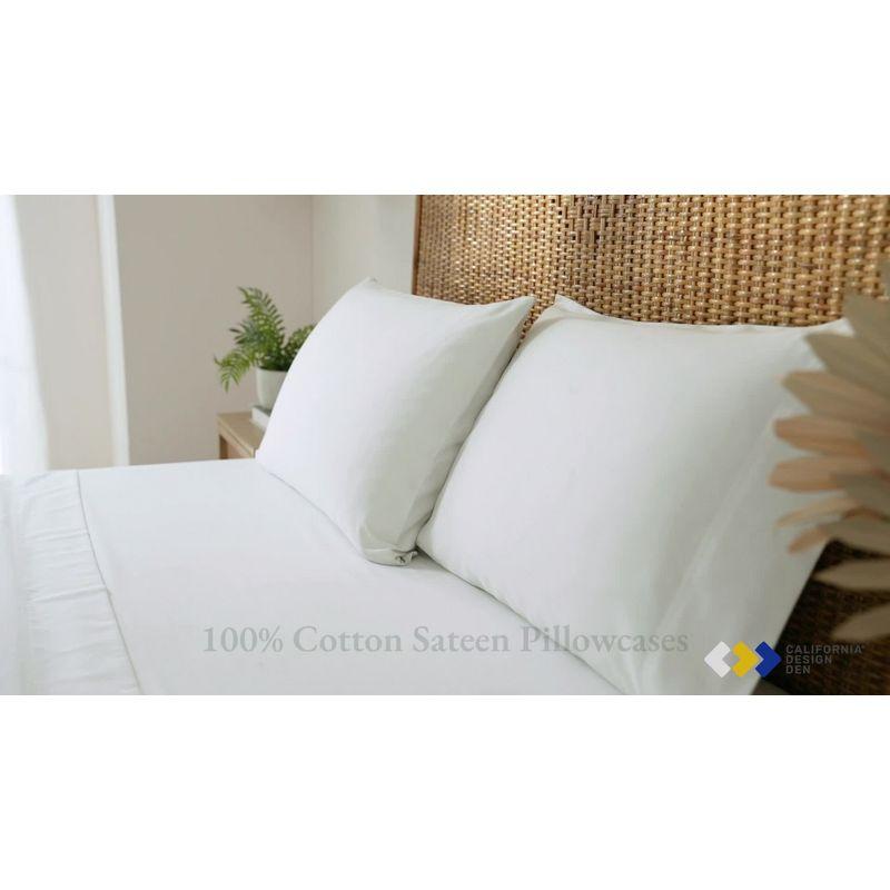 400 Thread Count Pillowcases, 100% Cotton Sateen, Soft & Cooling by California Design Den - Ivory, Standard/Queen Pillowcases