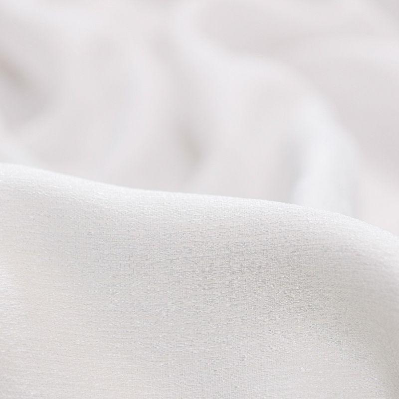 Chanasya 2pk Faux Belgian Flax Semi Sheer Window Curtain Panels - Set of 2 - 52 x 63 Inches Long - White