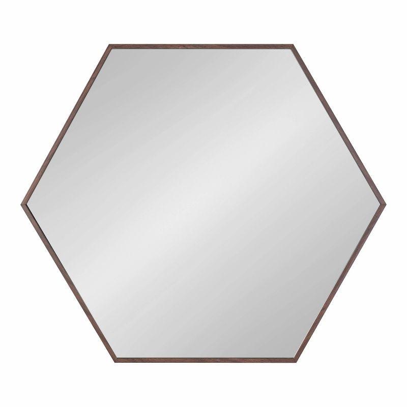22" x 25" Rhodes Hexagon Wall Mirror Walnut Brown - Kate & Laurel: Modern Plastic Frame, No Assembly Required