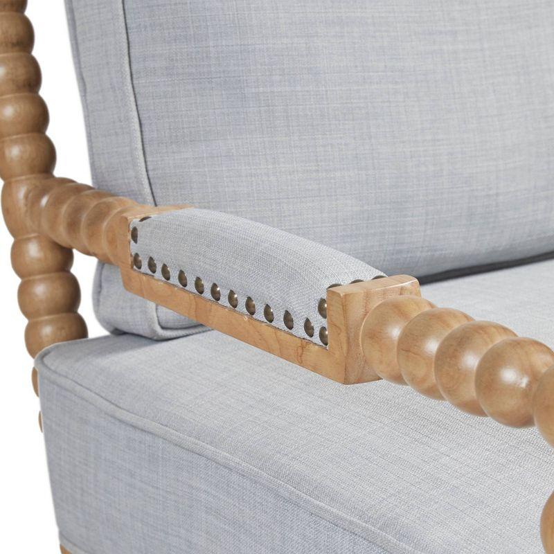 Lyla Accent Chair Light Blue - Madison Park: Elegant Upholstered Bronze Nailhead Trim