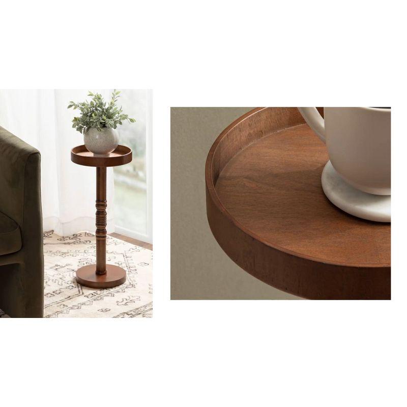 Kate and Laurel Bellport Pedestal End Table, 10x10x22, Rustic Brown