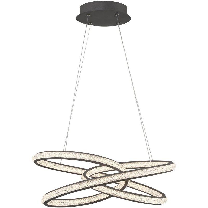 Possini Euro Design London Sand Gray Ceiling Pendant Light 21" Wide Ultra Modern Sprial Dimmable LED Strip Steel Dining Room House Foyer Kitchen