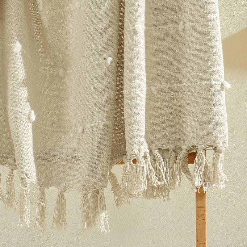 50"x60" Boho Tufted Cotton Woven Tassel Throw Blanket with Fringes - Lush Décor