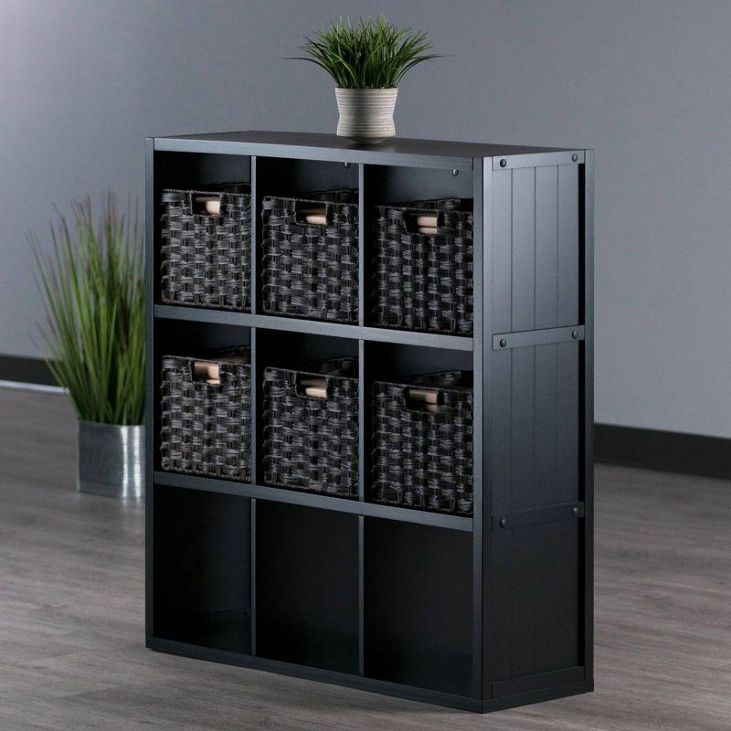 40.08" 7pc Timothy Storage Shelf with Baskets Black/Chocolate - Winsome: Transitional Style, Wood Composite, No Tools Assembly