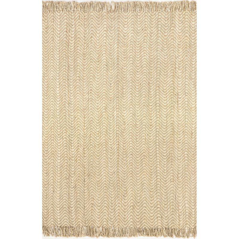 Maui Hand-Tufted Jute Area Rug with Stripes, 4' x 6', Natural