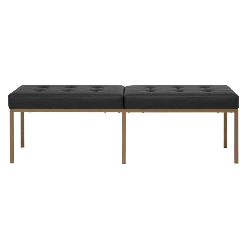 60" Wide Camber Modern Metal and Bonded Leather Bench - Studio Designs Home