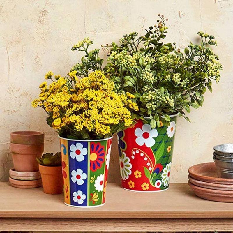 The Lakeside Collection Set of 2 Talavera-Inspired Planters