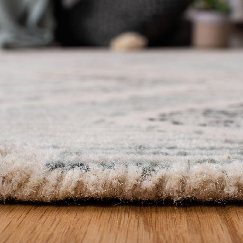 Handmade Blue and Beige Wool Tufted Area Rug