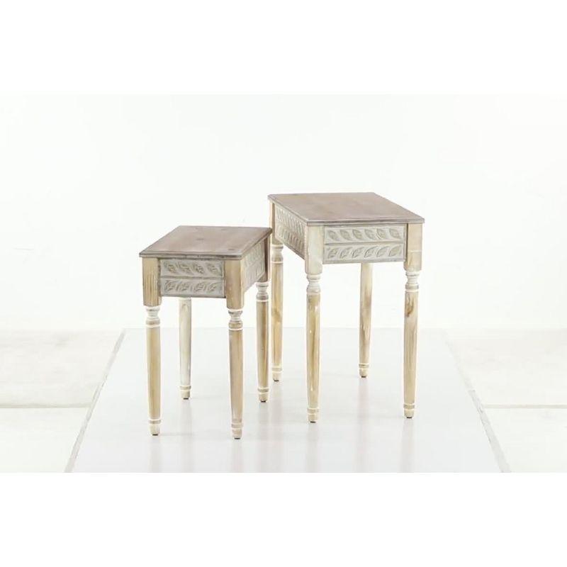 Set of 2 Farmhouse Wood Accent Tables Light Brown - Olivia & May: No Assembly Required, Living Room Furniture Set