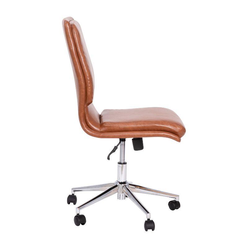 Flash Furniture Madigan Mid-Back Armless Swivel Task Office Chair with Upholstery and Adjustable Metal Base