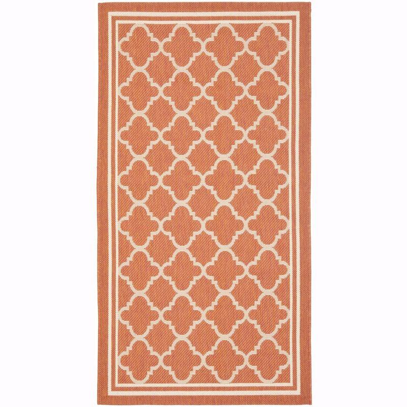 Terracotta and Bone Geometric Outdoor Area Rug