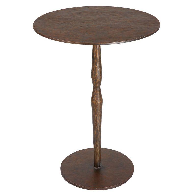 Round Rustic Copper Bronze Iron Accent Table