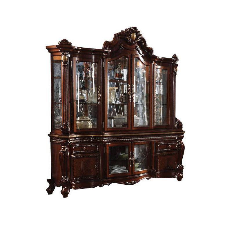 Picardy 79" Kitchen and Dining Cabinets Honey Oak - Acme Furniture: Tempered Glass, Wood Veneer, Storage