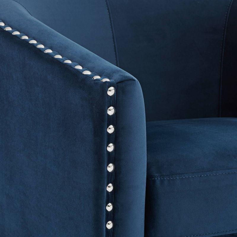 Elements Fullerton Nail Head Trim Navy Blue Swivel Accent Chair