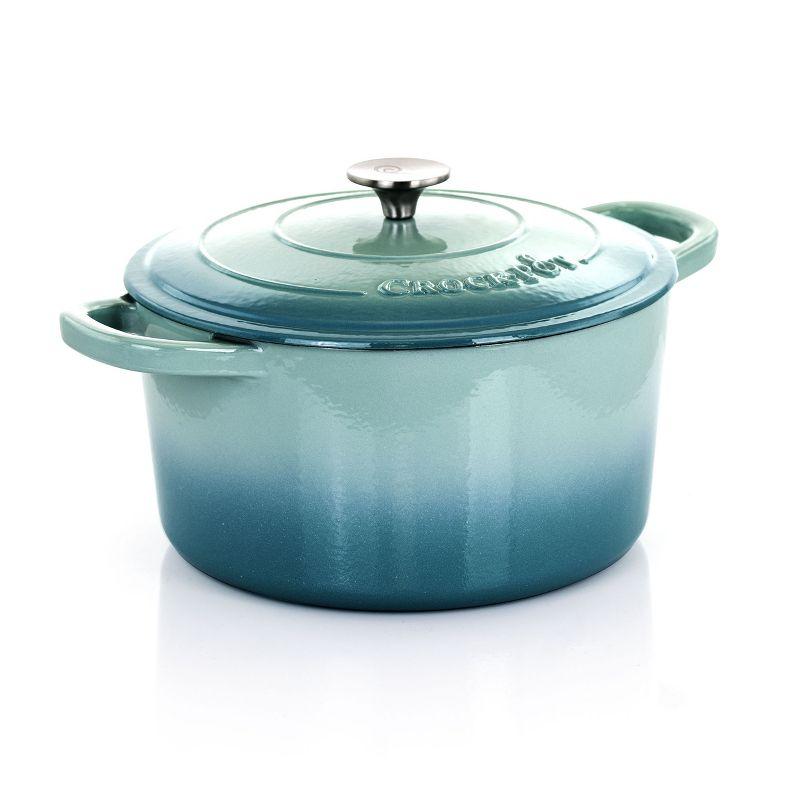 Aqua Blue 7 Qt Enameled Cast Iron Dutch Oven with Lid