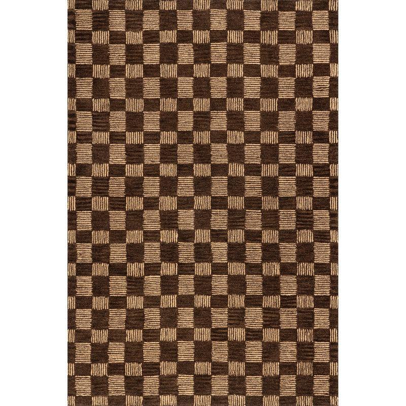 Nuloom Quince Checkered Wool Area Rug, 4' x 6', Brown