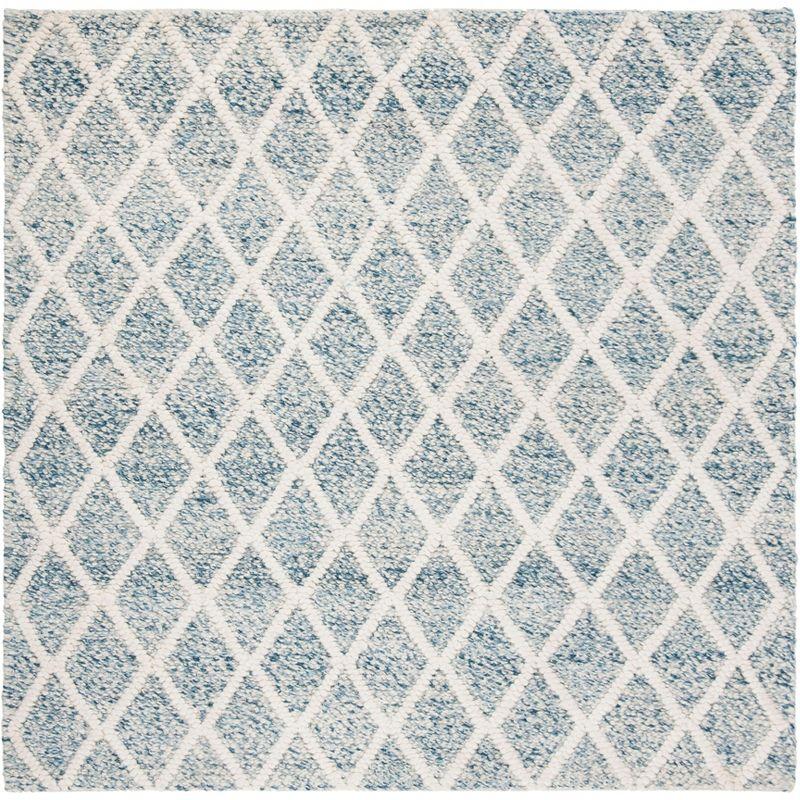 Coastal Charm Hand-Tufted Blue and Ivory Wool 6' Square Rug