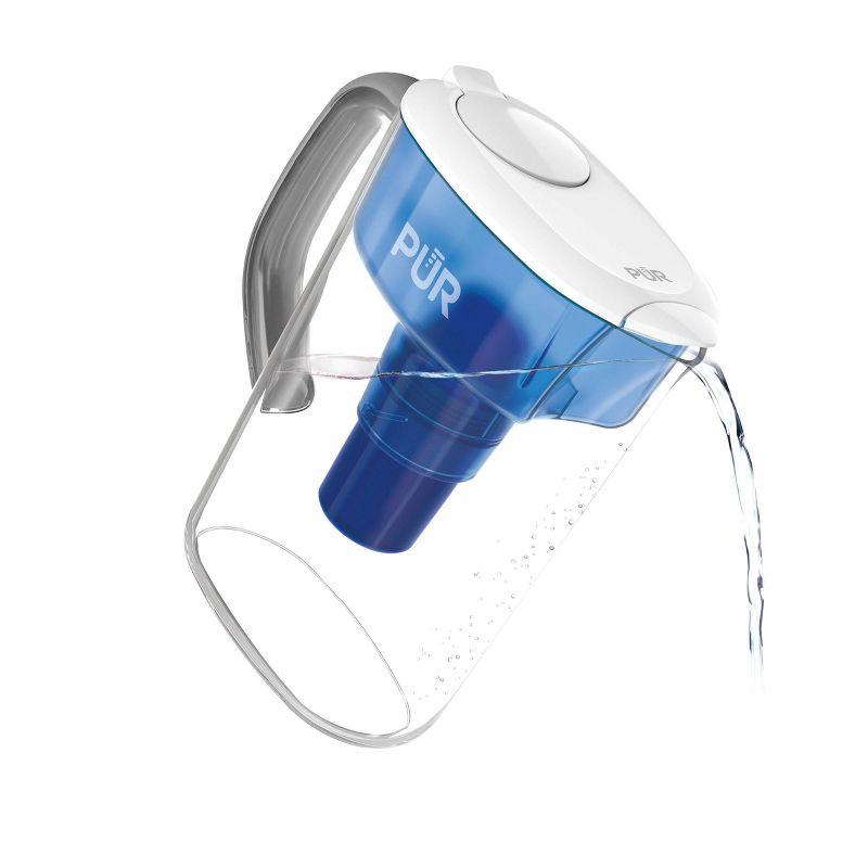 PUR 7 Cup Water Pitcher Filtration System White/Blue PPT700W: BPA-Free, Filters Chlorine & Mercury, 40-Gallon Capacity