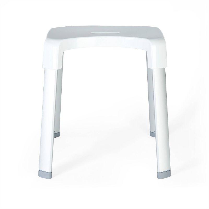 White Plastic Shower Bench with Aluminum Legs