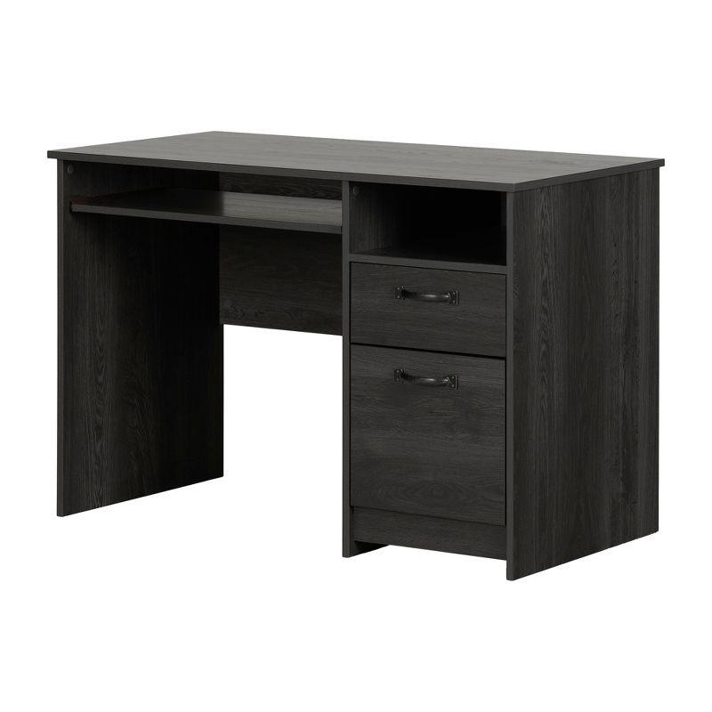 Gray Oak Farmhouse-Style Computer Desk with Ergonomic Design and Storage