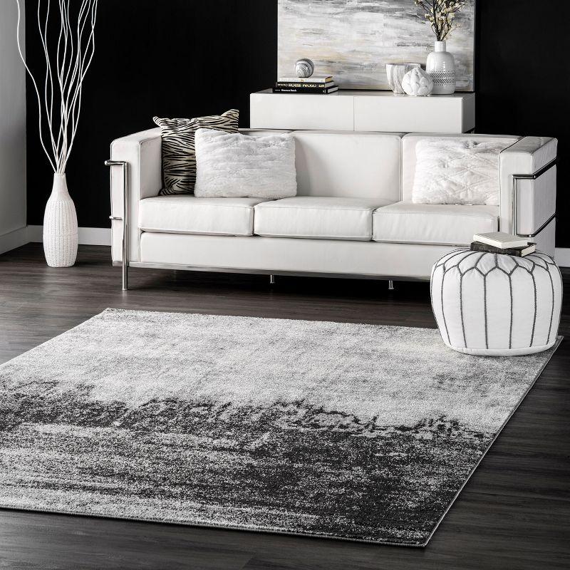 Alayna Black Abstract 9' x 12' Synthetic Area Rug