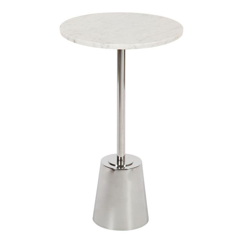 Kate and Laurel Tira Round Metal Side Table, 14x14x24, Silver and White