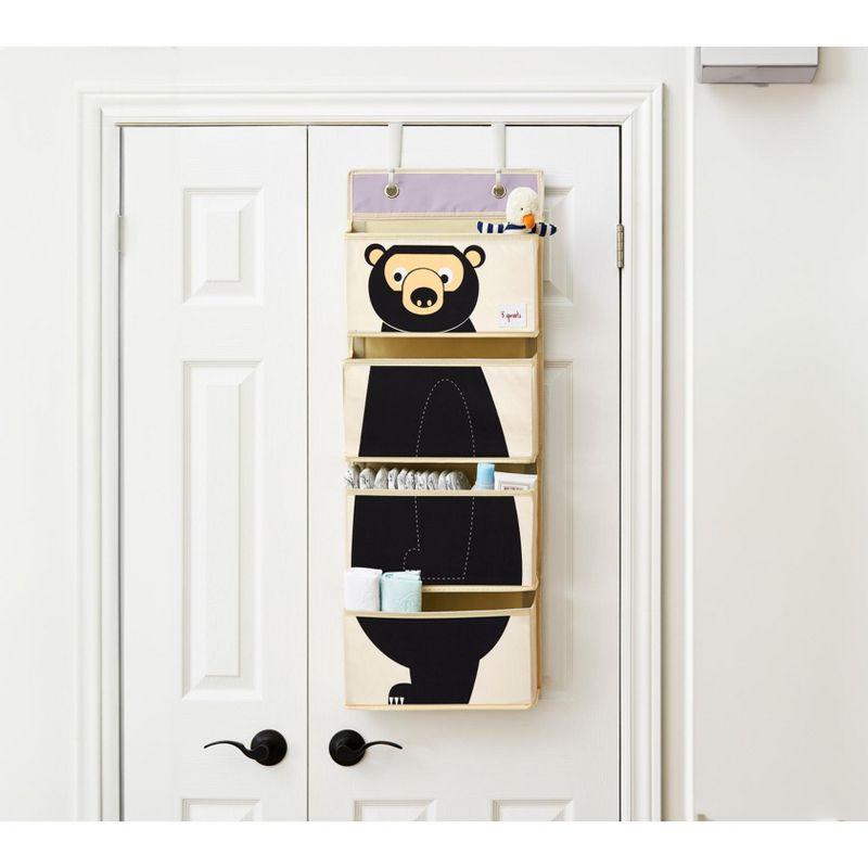 3 Sprouts - Children's Nursery Over the Door Organizer with Hooks - Bear