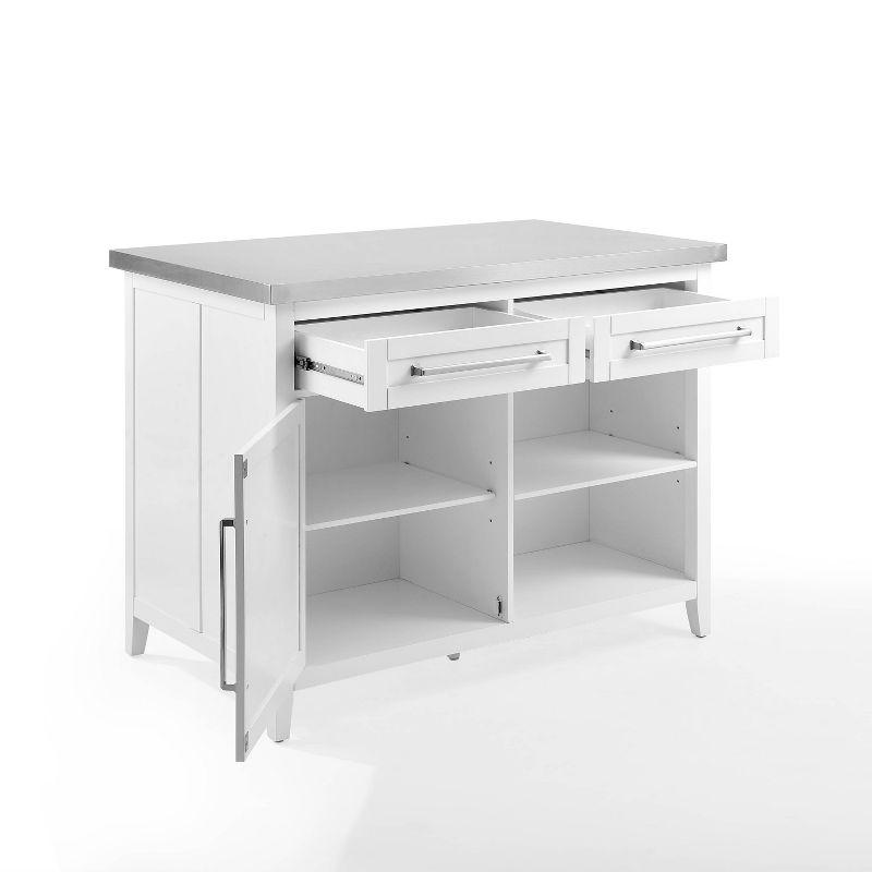 Silvia Stainless Steel Top Kitchen Island White/Stainless Steel - Crosley
