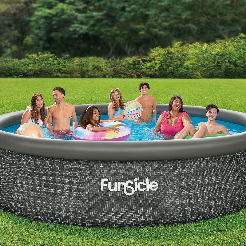 Funsicle QuickSet Round Inflatable Ring Top Outdoor Above Ground Swimming Pool Set with Pump and Cartridge Filter