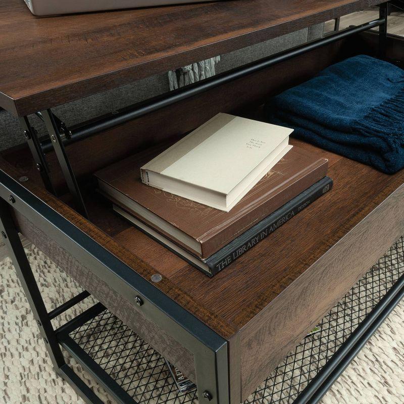 Sauder Briarbrook Lift Top Coffee Table Barrel Oak: Transitional Style, Metal Frame, MDF Top, C-Shape Base